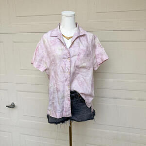 Liz Claiborne Lizsport 100% Irish Linen Pink Button-Up Shirt (Women’s Medium)